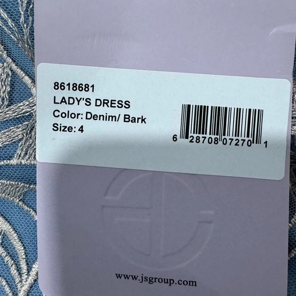 JS Collections Women's Meadow Cocktail Dress color denim bark Sz : 4 - Picture 12 of 14